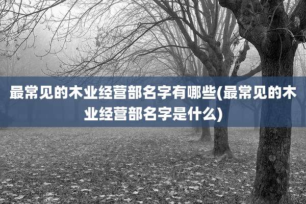 最常见的木业经营部名字有哪些(最常见的木业经营部名字是什么)