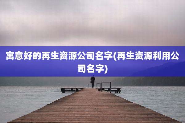寓意好的再生资源公司名字(再生资源利用公司名字)