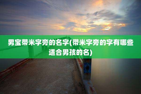男宝带米字旁的名字(带米字旁的字有哪些适合男孩的名)
