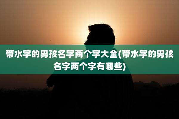 带水字的男孩名字两个字大全(带水字的男孩名字两个字有哪些)