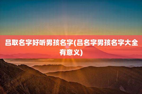 吕取名字好听男孩名字(吕名字男孩名字大全有意义)