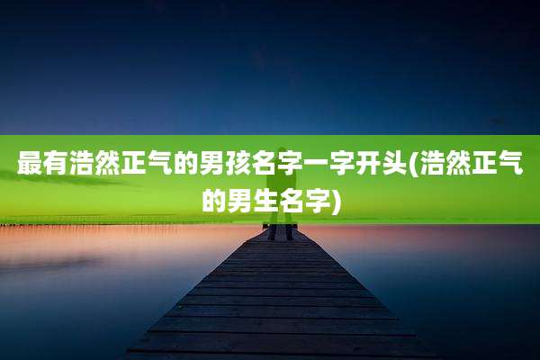 最有浩然正气的男孩名字一字开头(浩然正气的男生名字)