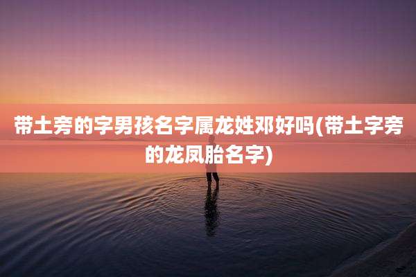 带土旁的字男孩名字属龙姓邓好吗(带土字旁的龙凤胎名字)