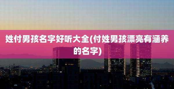 姓付男孩名字好听大全(付姓男孩漂亮有涵养的名字)