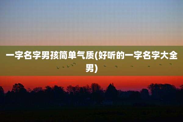 一字名字男孩简单气质(好听的一字名字大全男)