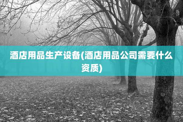 酒店用品生产设备(酒店用品公司需要什么资质)