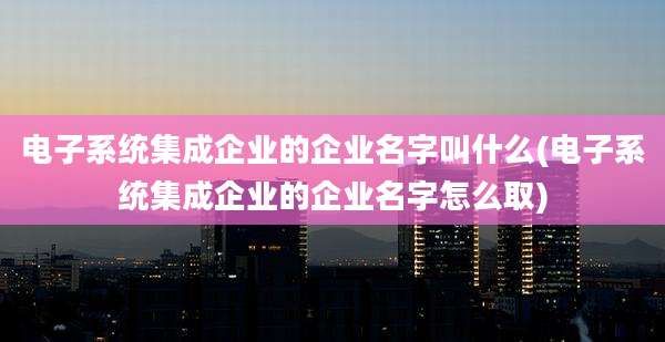 电子系统集成企业的企业名字叫什么(电子系统集成企业的企业名字怎么取)