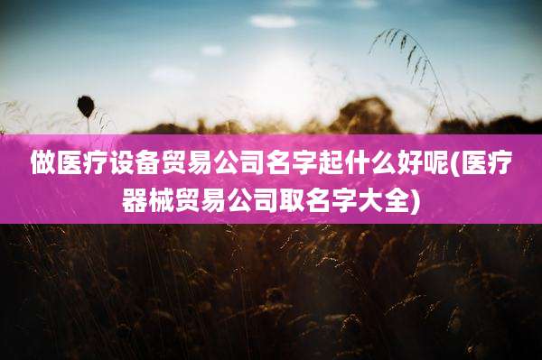 做医疗设备贸易公司名字起什么好呢(医疗器械贸易公司取名字大全)