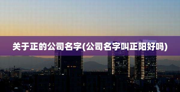关于正的公司名字(公司名字叫正阳好吗)