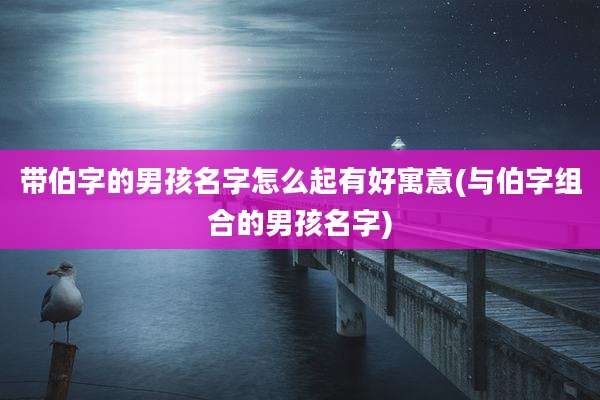 带伯字的男孩名字怎么起有好寓意(与伯字组合的男孩名字)