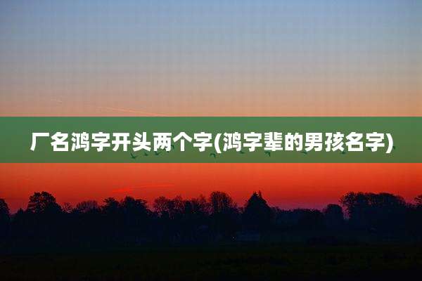厂名鸿字开头两个字(鸿字辈的男孩名字)