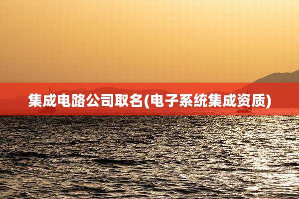 集成电路公司取名(电子系统集成资质)