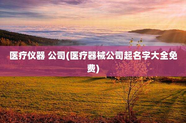 医疗仪器 公司(医疗器械公司起名字大全免费)
