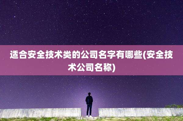适合安全技术类的公司名字有哪些(安全技术公司名称)