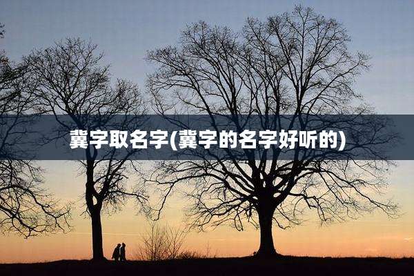 冀字取名字(冀字的名字好听的)