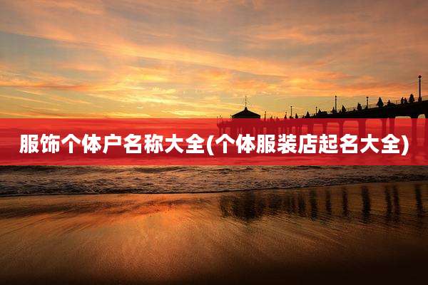 服饰个体户名称大全(个体服装店起名大全)