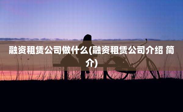 融资租赁公司做什么(融资租赁公司介绍 简介)