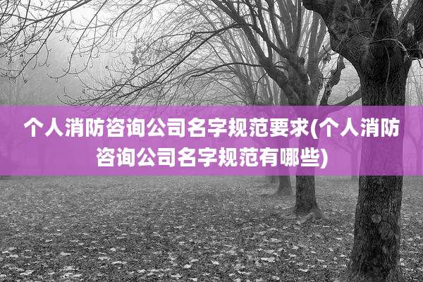 个人消防咨询公司名字规范要求(个人消防咨询公司名字规范有哪些)