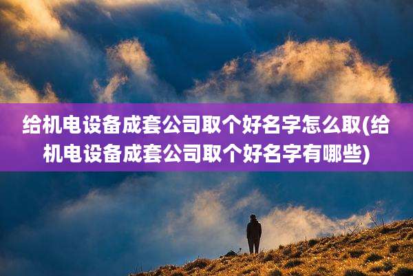 给机电设备成套公司取个好名字怎么取(给机电设备成套公司取个好名字有哪些)