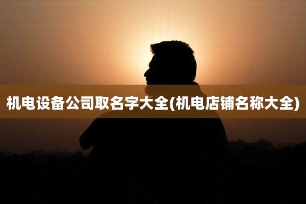 机电设备公司取名字大全(机电店铺名称大全)