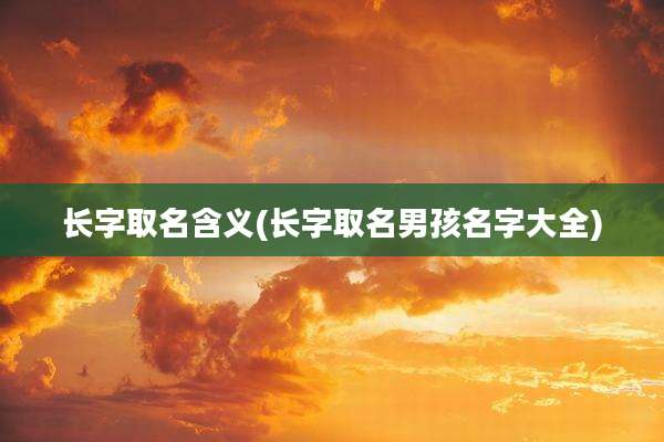长字取名含义(长字取名男孩名字大全)
