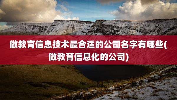 做教育信息技术最合适的公司名字有哪些(做教育信息化的公司)
