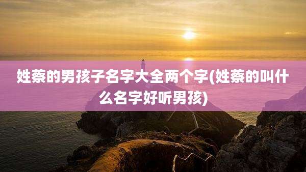 姓蔡的男孩子名字大全两个字(姓蔡的叫什么名字好听男孩)