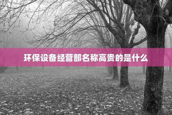 环保设备经营部名称高贵的是什么
