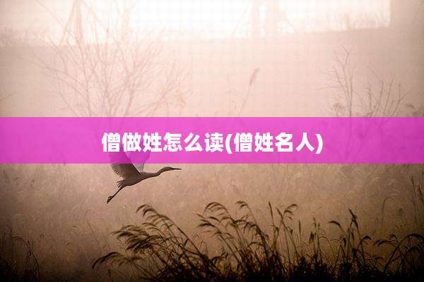 僧做姓怎么读(僧姓名人)