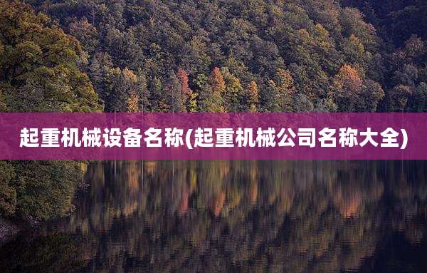起重机械设备名称(起重机械公司名称大全)