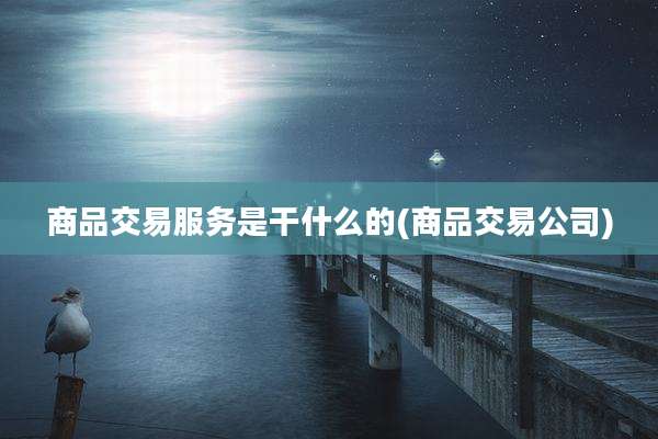 商品交易服务是干什么的(商品交易公司)