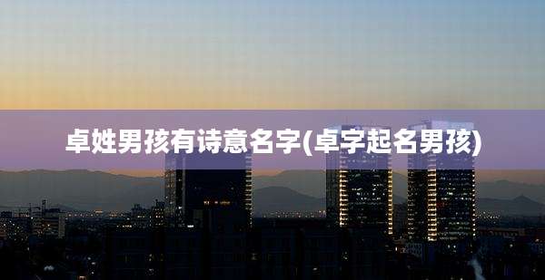 卓姓男孩有诗意名字(卓字起名男孩)