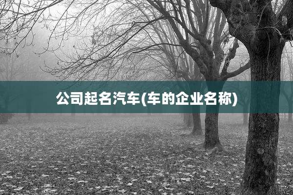 公司起名汽车(车的企业名称)
