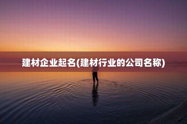 建材企业起名(建材行业的公司名称)