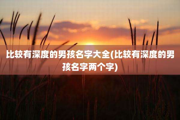 比较有深度的男孩名字大全(比较有深度的男孩名字两个字)