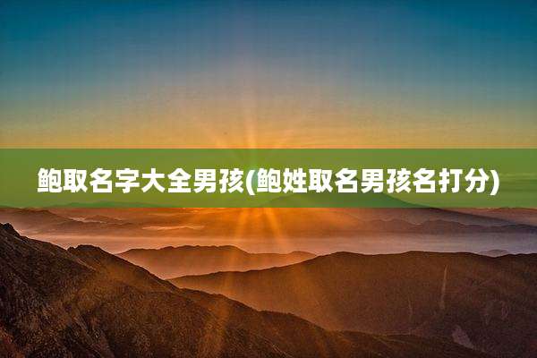鲍取名字大全男孩(鲍姓取名男孩名打分)