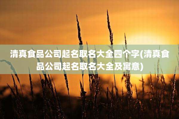 清真食品公司起名取名大全四个字(清真食品公司起名取名大全及寓意)