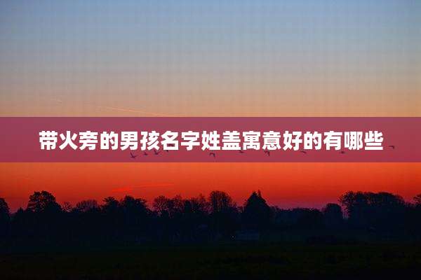 带火旁的男孩名字姓盖寓意好的有哪些