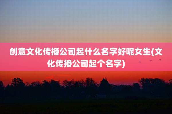 创意文化传播公司起什么名字好呢女生(文化传播公司起个名字)