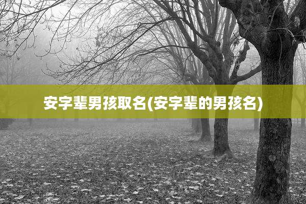安字辈男孩取名(安字辈的男孩名)