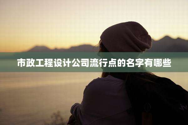 市政工程设计公司流行点的名字有哪些