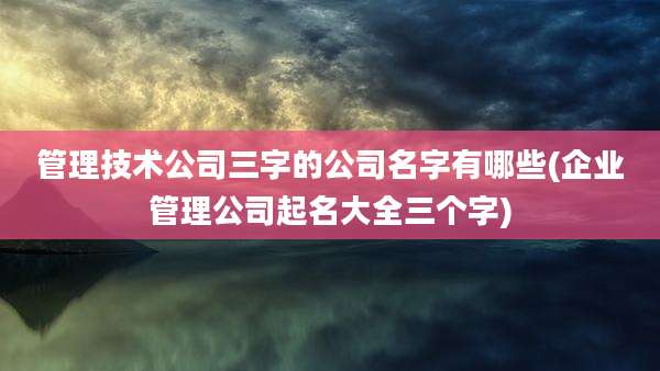 管理技术公司三字的公司名字有哪些(企业管理公司起名大全三个字)