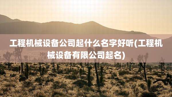 工程机械设备公司起什么名字好听(工程机械设备有限公司起名)
