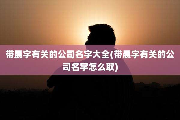 带晨字有关的公司名字大全(带晨字有关的公司名字怎么取)