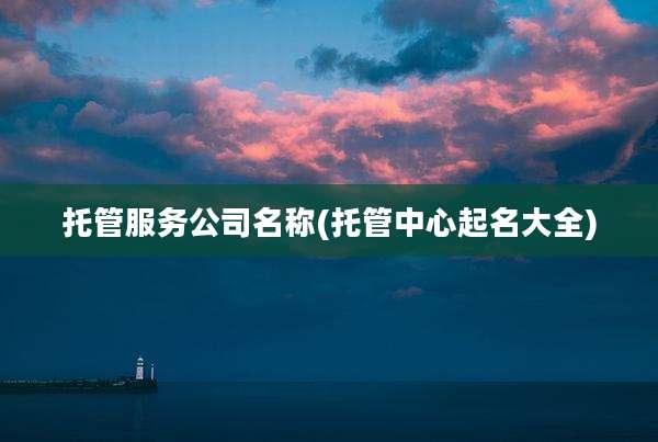 托管服务公司名称(托管中心起名大全)