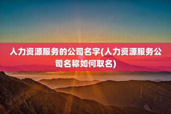 人力资源服务的公司名字(人力资源服务公司名称如何取名)