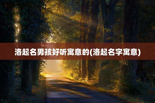 洛起名男孩好听寓意的(洛起名字寓意)