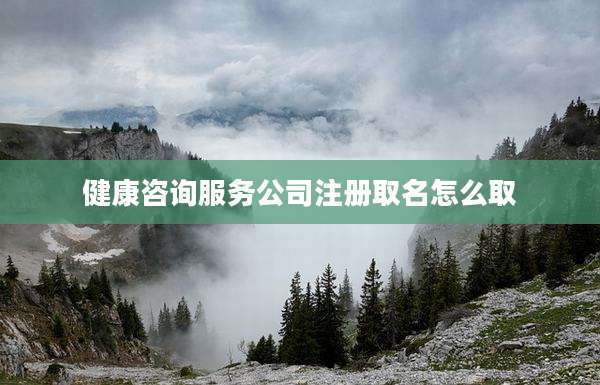 健康咨询服务公司注册取名怎么取
