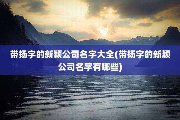 带扬字的新颖公司名字大全(带扬字的新颖公司名字有哪些)