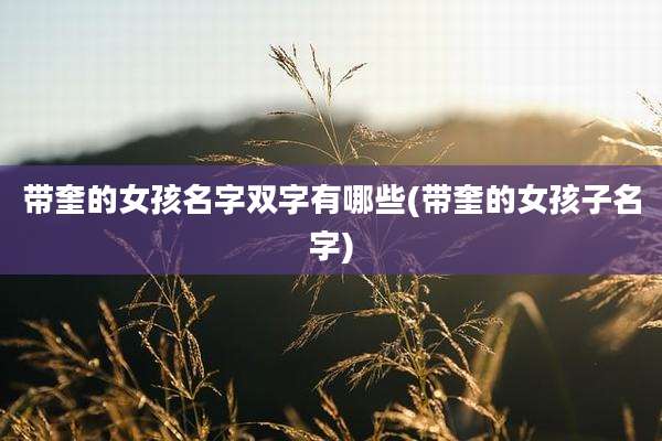 带奎的女孩名字双字有哪些(带奎的女孩子名字)